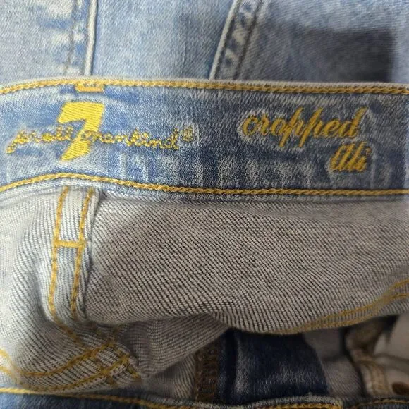 7 For All Mankind Cropped Ali with Frayed-Hem Straight Leg Jeans 27 Designer - Picture 4 of 5